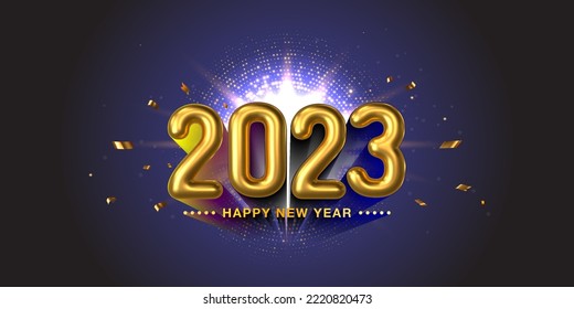 2023 Happy New Year party celebration Background Design. Greeting Card, Banner, Poster template. Vector illustration.