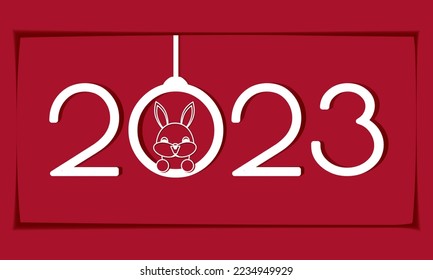 2023 Happy New Year. Postcard, banner, poster. Rabbit as a symbol of the new year. Vector illustration.