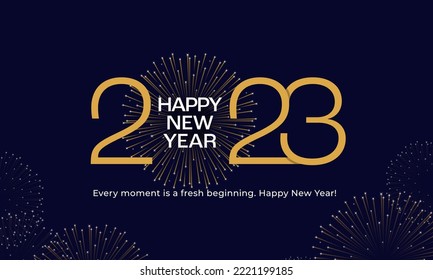 2023 Happy New Year Poster Background  Golden Elegant Classy Typography Line Vector Illustration for Greeting Card  Banner  Backdrop Template Design