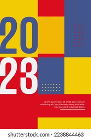 2023 Happy New Year poster background. Vector illustration with colorful numbers 2023 with trendy gradient. New Year holiday symbol template on gradient background.