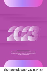 2023 Happy New Year poster background. Vector illustration with colorful numbers 2023 with trendy gradient. New Year holiday symbol template on gradient background.