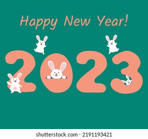 2023 happy new year of the rabbit. vector image