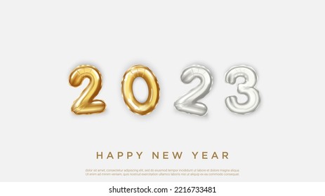 2023 Happy new year. realistic balloon numbers.