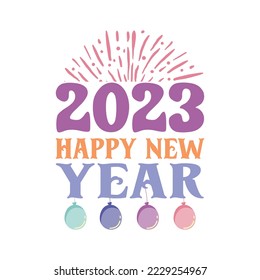 2023 Happy New Year Retro Groovy Svg T-Shirt Design