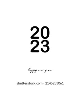2023 HAPPY NEW YEAR script text hand lettering. Design template Celebration typography poster, banner or greeting card for Merry Christmas and happy new year. Vector Illustration, modern