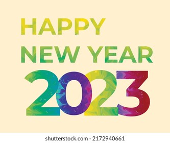 2023 HAPPY NEW YEAR script text hand lettering. Design template Celebration typography poster, banner or greeting card for Merry Christmas and happy new year. Vector Illustration