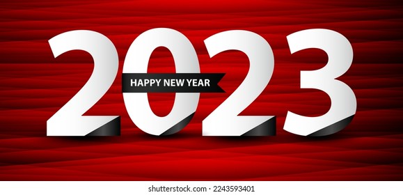 2023 Happy new year template, 2023 year Celebration Logo Vector On Red Background, 2023 Number Design, Logotype Number, New year celebration, Vector For Poster, banner, cover, card, brochure, flyer