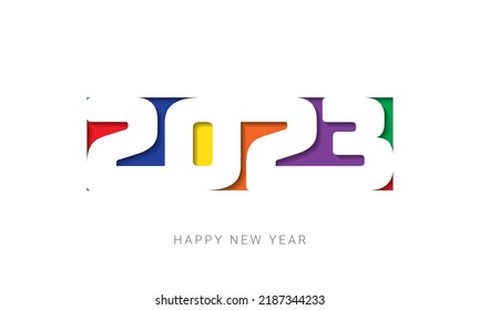 2023 Happy New Year Text Design Vector. 2023 Number Design Template. 2023 Happy New Year Symbol. Vector Illustration.
