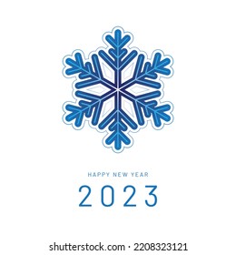 2023 Happy New Year text with snowflake.