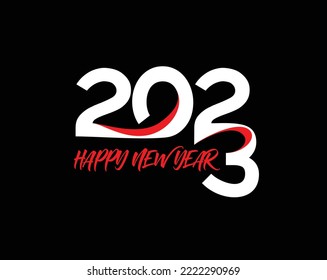 2023 Happy New Year Text Typography Design Element banner design.