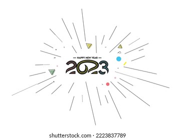 2023 Happy New Year Text Typography Design Poster, template, brochure, decorated, flyer, banner design.