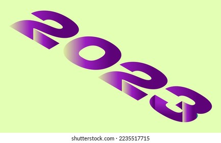 2023 Happy New Year text design. 2023 number design template. Brochure design template, card, banner. Vector illustration. Isometric Design