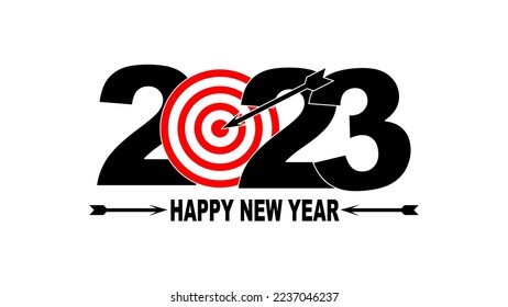 2023 Happy New Year text typography  archery vector illustration