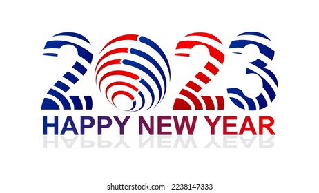 2023 Happy New Year Text typography red blue vector
