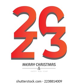 2023 Happy New Year text design. 2023 design template isolated on white background. Card, Banner, Poster, etc. Vector illustration.