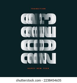 2023 Happy new year transition, typography vector