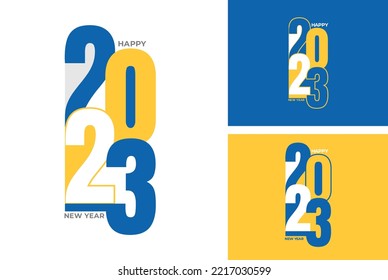 2023 Happy New Year Typography 2023 Creative Concept  Style Trending And Modern Design For Template Banner Card Cover And Social Media Post