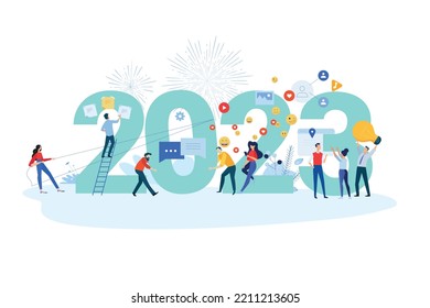 2023 Happy New Year. Vector illustration concept for background, greeting card, party invitation card, website banner, social media banner, marketing material.