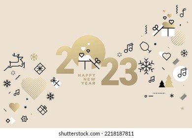 2023 Happy New Year. Vector illustration concept for background, greeting card, party invitation card, website banner, social media banner, marketing material.