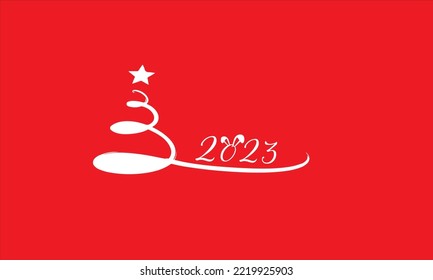 2023 Happy New Year vector holiday on red background.