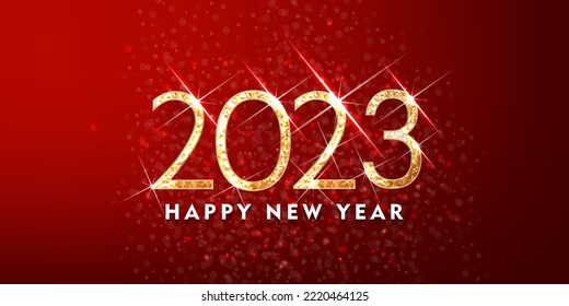 2023 happy new year Vector text 3d gold design, congratulation event,party. Lettering for greeting, invitation card 