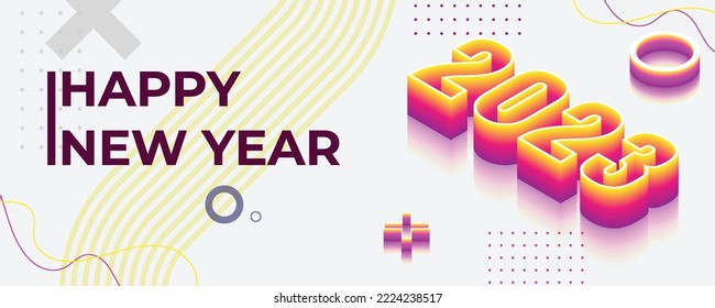 
2023 feliz año nuevo vectorial vacaciones en fondo blanco, Numeral 2023 con efecto 3D