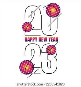 2023 feliz vector de año nuevo Este diseño es perfecto para camisetas, afiches, tarjetas, tazas y más. vector en forma de pasos y capas editables