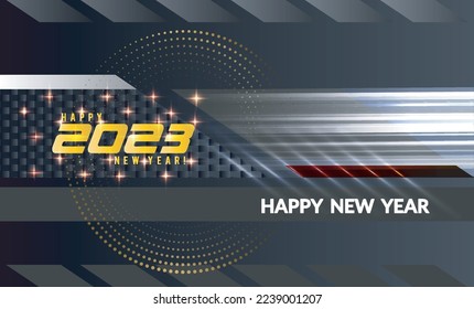 2023 Feliz Año Nuevo. Tarjeta de saludo, cartel, afiche
