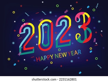 2023 happy new year.Paper cut 2023 word for new year festival.card,happy,Vector concept luxury designs and new year celebration.