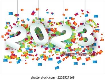 2023 happy new year.Paper cut 2023 word for new year festival.card,happy,Vector concept luxury designs and new year celebration.