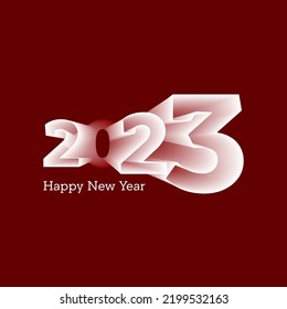 2023 Happy New Yearred white banner. Colorful text design for holiday greetings and invitations. Vector illustration. 2023 number. New Year poster, social media template.