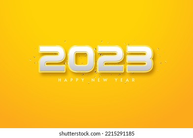 2023 happy new yer on yellow