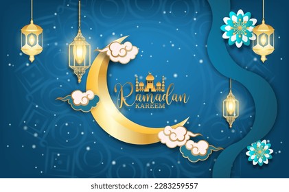 2023 Happy Ramadan. Eid Mubarak greeting Ramadan kareen vector Wishing for Islamic festival for banner, poster, background