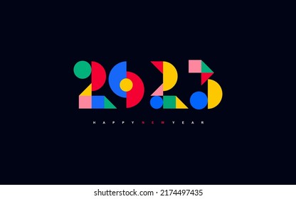 2023 holiday New Year greeting banner with numbers from lines and geometric shapes. Creative template for card, invitation, flyer, web, cover and calendar. Christmas vector illustration.