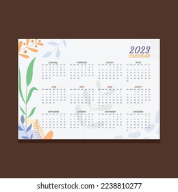 2023 illustration Single page Calendar 