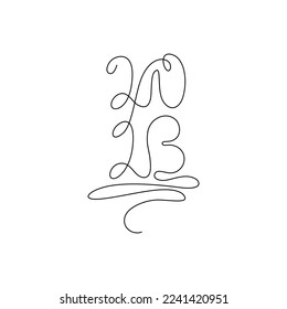2023 inscription, two thousand and twenty three continuous line drawing, calendar design postcard banner, calligraphy 2023 year sign lettering, single line on white background, vector line art.
