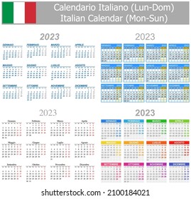 2023 Italian Mix Calendar Mon-Sun on white background