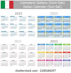 2023 Italian Mix Calendar Sun-Sat on white background