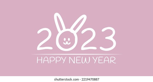2023 Large numbers with cute bunny ears. Chinese New Year