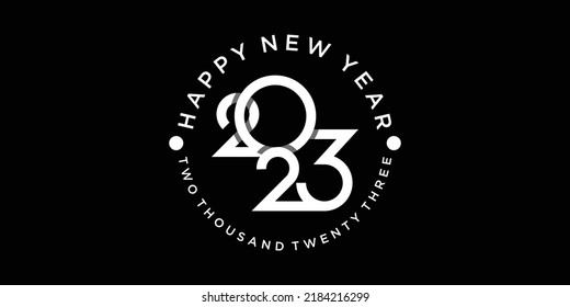 2023 logo icon, new year logo on white and black background