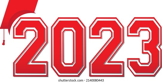 2023 Logo Red Graduation Graphic