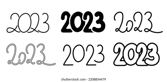 2023 logo set. Template for creating a design for the new year and christmas. Isolated on white background. Modern style for banner, postcards, social media, calendar, covers.