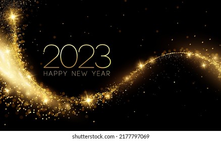 2023 Merry Christmas and Happy  New Year Abstract shiny color gold wave design element - Shutterstock ID 2177797069
