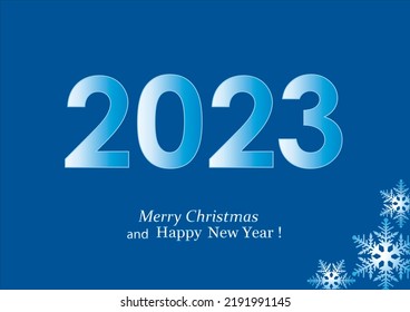  2023 Merry Christmas and Happy New Year background with snowflakes a mix of white and blue. Vector illustration