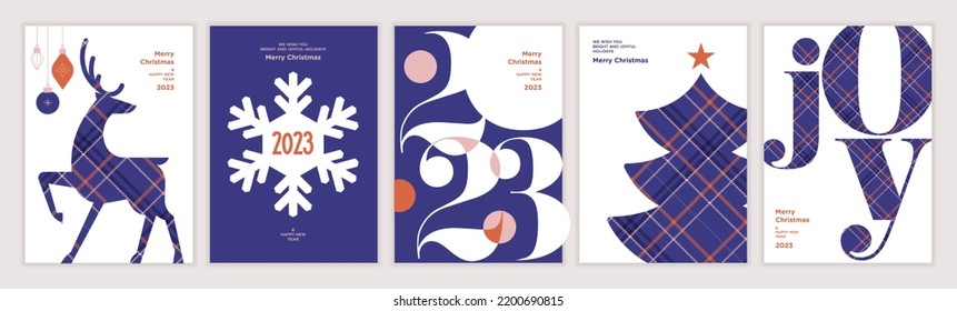 2023 Merry Christmas and Happy New Year greeting cards set. Vector illustration concepts for background, greeting card, party invitation card, website banner, social media banner, marketing material.