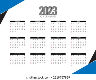 2023 Modern abstract calendar template design