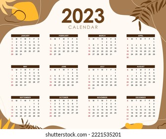 2023 Modern abstract calendar template design