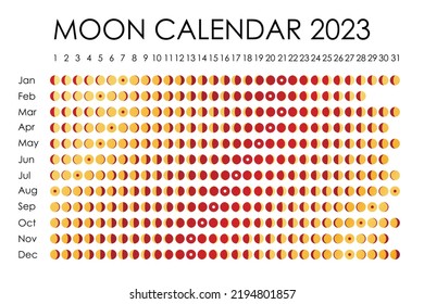 2023 Moon Calendar. Astrological Calendar Design. Planner. Place For Stickers. Month Cycle Planner Mockup. Isolated Black And White Background.