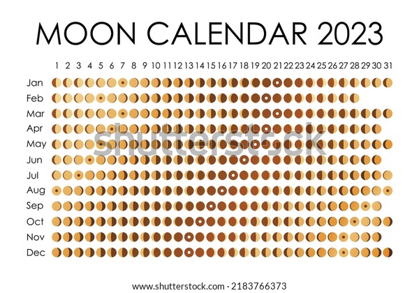 2023 Moon calendar. Astrological calendar\
design. planner. Place for stickers. Month cycle planner mockup.\
Isolated black and white\
background.