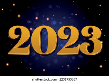 2023 new year 3d effect, blue luxury new year 2023 wish card, confetti new year invitation card.